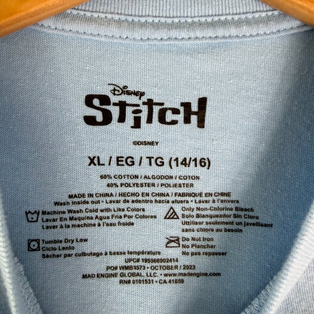 Disney Stitch Mood Kids T-Shirt XL 14/16 Blue Graphic Tee Unisex Boys Girls - Picture 3 of 7